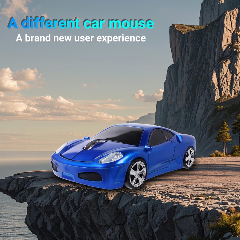 elec Space Wireless Mouse, 2.4GHz Cool Sport Car Shape Wireless Mouse Optical Cordless Mice with USB Receiver for PC Laptop Computer Notebook 1600 DPI-Blue - Image 2